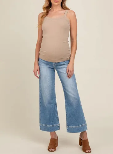 Vista 2 de BLENCOT - Pantalones de maternidad para mujer de cintura alta, pierna ancha y elástica de mezclilla, ropa de embarazo