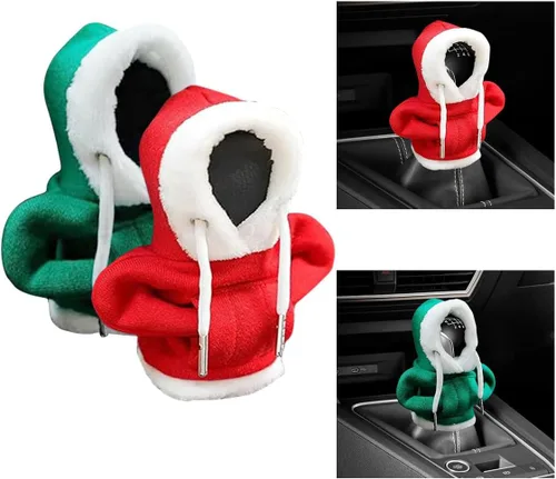 Vista 7 de Cubierta de capucha para palanca de cambios navideña, cubierta de capucha para cambios de estilo navideño, protector de invierno cálido para palanca