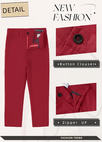 Vista 5 de YuanLu Trajes para niños, traje de portador de anillos, chaleco formal y pantalones para niño, conjunto de trajes de boda