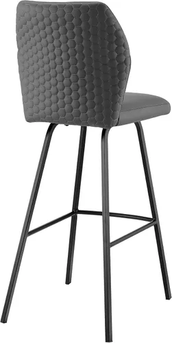 Vista 6 de Armen Living Taburete de cuero sintético gris Tandy y metal negro de 26 pulgadas