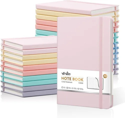 Vista 28 de ViVin Cuadernos de diario rayados para trabajo, 192 páginas, tamaño mediano de 5.5 x 8.3 pulgadas, rayado universitario, cuadernos A5 de tapa dura