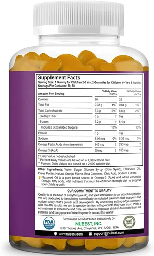Vista 8 de NuBest Gomitas de Omega 3 para niños y adolescentes con aceite de linaza Apoya el crecimiento cerebral, claridad mental, enfoque y salud ocular