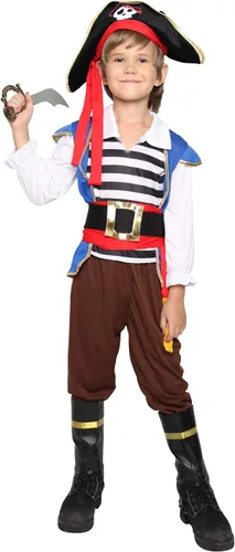 Vista 2 de Disfraz de pirata para niños, disfraz de pirata para niños, conjunto de cosplay de Halloween