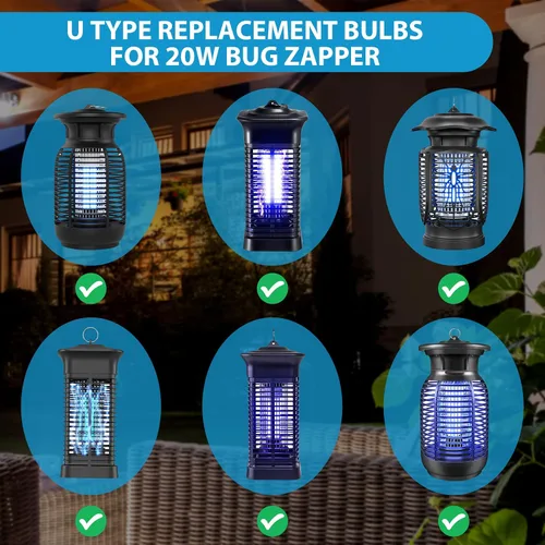 Vista 6 de 2 bombillas de repuesto tipo 2U E27 20W compatibles con Homesuit, Keuomy, Yluces, Yissvic, Powify y otros modelos Bug Zapper