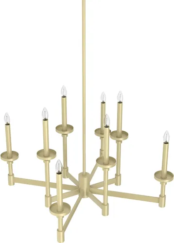Vista 8 de Hunter - Briargrove 8 luces de latón moderno, lámpara de araña grande, regulable, estilo formal, forma de vela, para dormitorios, cocinas, comedor