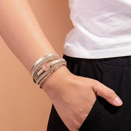 Vista 3 de Pulseras bohemias de cuero con cierre magnético para mujer, Cuero sintético