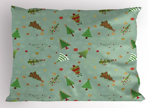 Vista 78 de Ambesonne Juego de 2 fundas de almohada navideñas, diseño de estrellas de Navidad y copos de nieve, letras retro, ropa de cama de microfibra