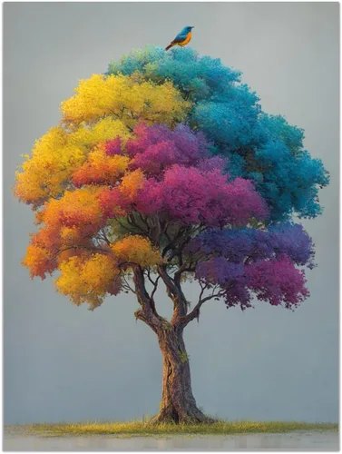 Vista 7 de VOCBAN Modern Artwork Colourful Tree Of Life Wall Art Canvas Picture Print Painting Botanical Artwork for Bathroom Living Room Bedroom(blue blue 80
