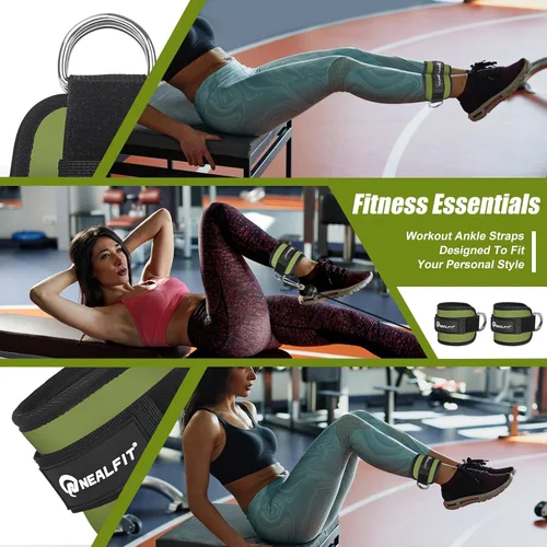 Vista 5 de NEALFIT Correa de tobillo para máquina de cable, tobillera de gimnasio para patadas, extensiones de piernas, entrenamientos de glúteos, abductores