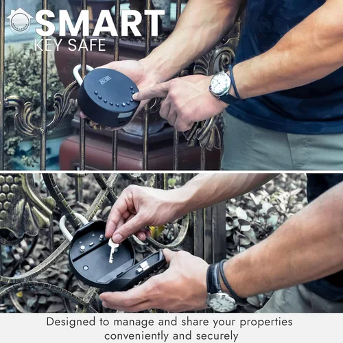 Vista 7 de NU-SET Smart Lock Box - Programa tu caja de seguridad cuando estés a kilómetros de distancia. Guarda llaves, tarjetas y llaveros. Ideal