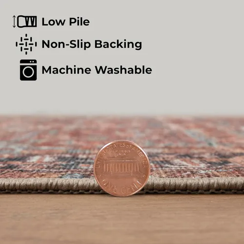 Vista 270 de GLN Rugs Traditional Collection - Alfombra de felpilla lavable a máquina, tradicional lavable, antideslizante, alfombra de felpilla de pelo corto