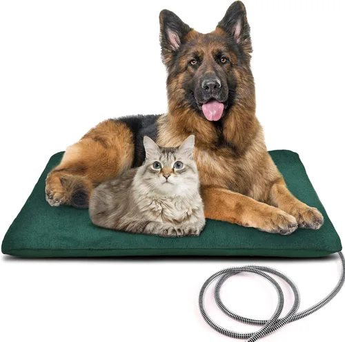 Vista 13 de Almohadilla térmica para mascotas al aire libre para gatos y perros, tapete calefactable para gato y perro con temperatura automática, almohadilla