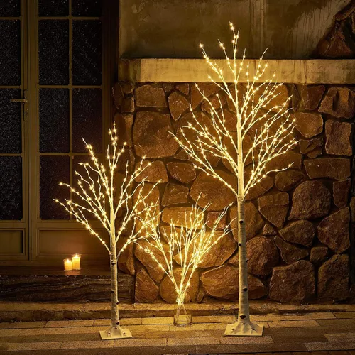 Vista 2 de LITBLOOM Árbol de ramita de abedul iluminado con luces de hadas de 4 pies, 200 LED, 6 pies, 330 luces LED para interiores y exteriores, hogar