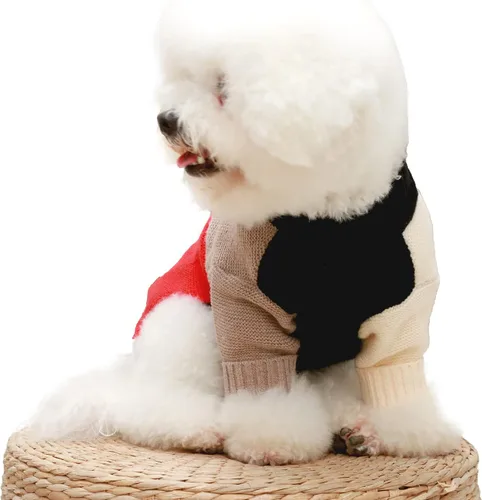 Vista 4 de Kayto Suéter para perro, de manga larga de punto térmico, ropa de invierno para perros pequeños, machos y niñas, abrigo para mascotas, sudadera