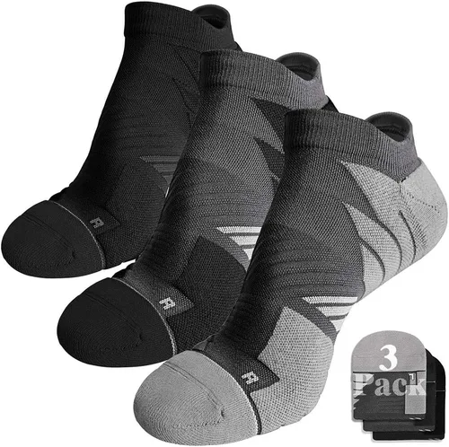 Vista 10 de Hylaea Calcetines deportivos para correr sin visibles, antiampollas, con tecnología Coolmax, sin costuras y antiolor 3 Pares Negro