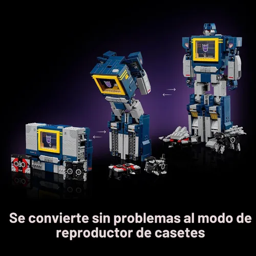 Vista 5 de LEGO Icons Transformers: Soundwave - Building Set W/Sound Effects for Adults, 18+ - Model Kit W/Ravage & Laserbeak Figures - DIY Home Decor