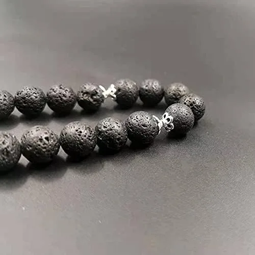 Vista 2 de Pulsera Tasbih con cuentas de lava turca de piedra volcánica natural cuentas de 0315in