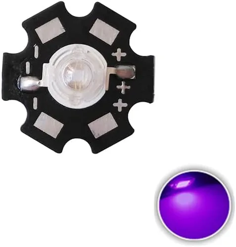 Vista 4 de 3W ULTRAVIOLETA púrpura LED bombillas ultravioleta lámpara chips 365nm 375nm 380nm 385nm 395nm 405nm 410nm 420nm con 0.787 in PCB sustrato