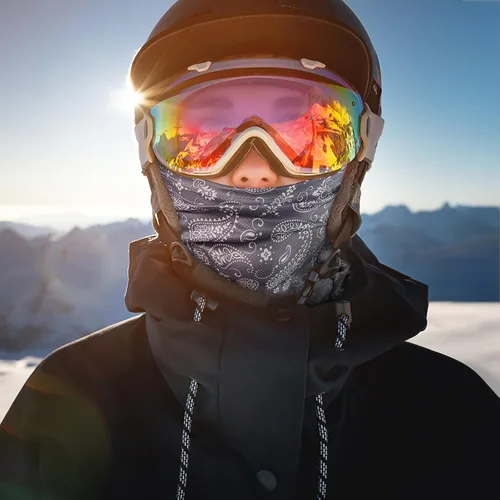 Vista 4 de Achiou - Pasamontañas, máscara facial, para hombres o mujeres, máscara de cara completa con capucha, para nieve, motocicleta, correr, clima frío