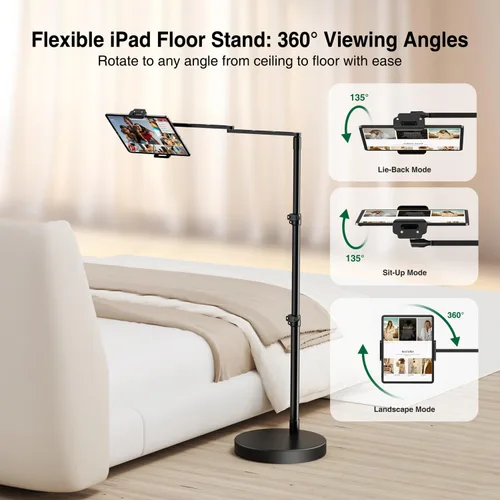 Vista 4 de elitehood Soporte de aluminio resistente para iPad para cama, piso