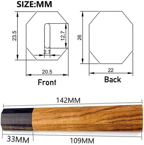 Vista 4 de 1PC cuchillo de cocina de estilo japonés mango octogonal asas Safflower Cuchillos
