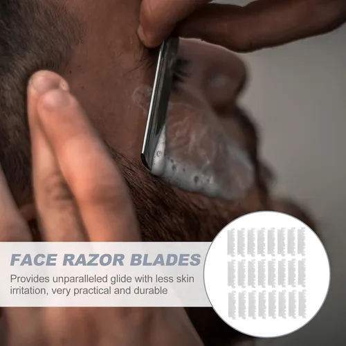 Vista 4 de Beaupretty 100 unids rasuradora de mano cuchilla de afeitar facial de acero cortador de cara barbería rasuradora de cara hombres cortador de fresado