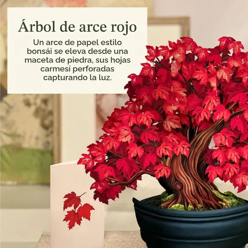 Vista 3 de Freshcut Paper Red Maple Tree - Tarjeta desplegable clásica de 11 pulgadas Árbol de arce rojo