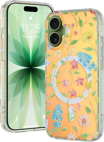 Vista 26 de OOK Magnetic for iPhone 17 Case Clear Pretty Flower Girls Women [Not Yellowing][Screen Protector] [ MagSafe Compatible] with Full Camera Lens