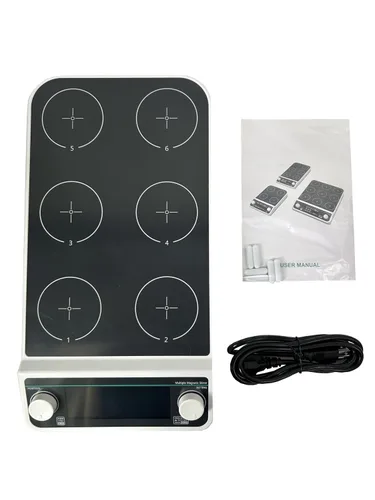 Vista 3 de Multipoint Magnetic Stirrer Digital Multi Position Magnetic Stirrer with 6 Stirring Points Rotating Speed 50-1500 RPM Mixer Max Stirring Volume 6 *