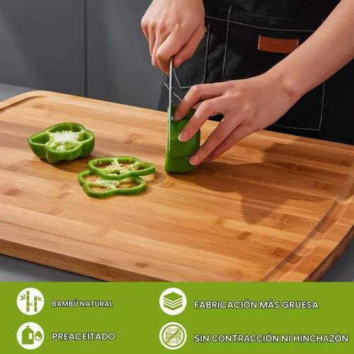 Vista 5 de BEZIA Tabla de cortar de bambú extra grande de 30 x 20 pulgadas para cocina