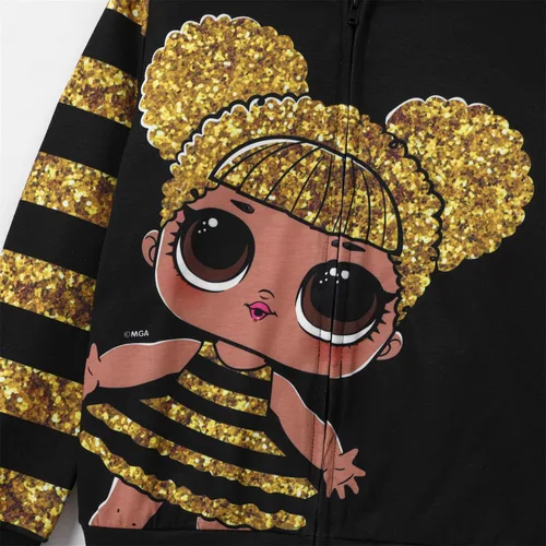 Vista 4 de L.O.L. Surprise! Chaqueta con cremallera de lentejuelas para niña pequeña, chaqueta con estampado de personajes de manga larga