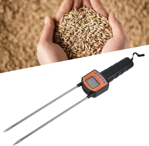 Vista 2 de Medidor de humedad, 5-49.9% de grano de humedad de granos, analizador portátil de contenido de agua, herramientas LCD digitales para cereales, paja