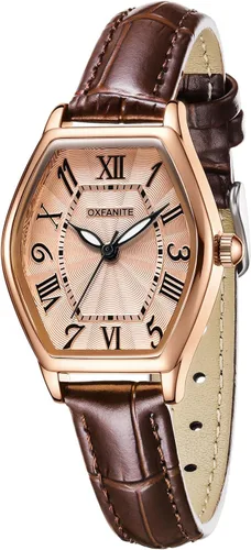 Vista 2 de Women's Leather Band Watch, Dainty Elegant Barrel-Shaped Women Watches Classic Vintage Retro Ladies Dress Wrist Watch, Gifts Present for Her