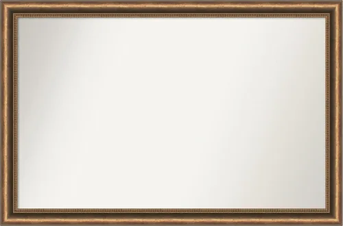 Vista 230 de Amanti Art Espejo de baño de bronce para sobre fregadero, 24 x 24 pulgadas, espejo de tocador cuadrado estrecho de bronce Manhattan, marco de madera