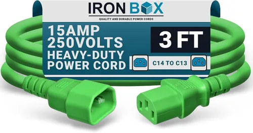 Vista 32 de IronBox Electric - Cable de Alimentación C14 a C13 de Servicio Pesado, 15A, 250V, Cable de Extensión para Computadora 14/3 AWG - Cables