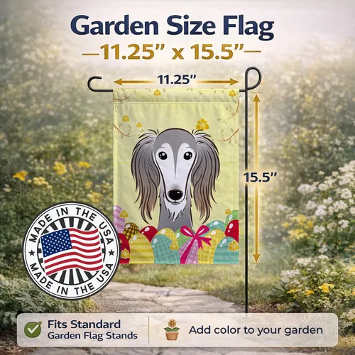 Vista 157 de Caroline's Treasures BB1923GF Bandera decorativa para jardín con diseño de Border Collie, para caza de huevos de Pascua, para jardín, jardín, patio