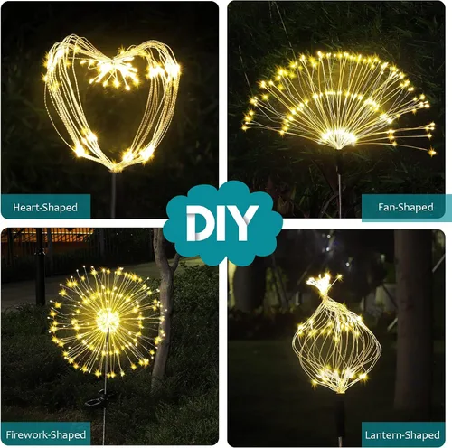 Vista 6 de JJGoo - Farolas solares con efecto de fuego, juego de 2, 135 LEDs, 2 modos de iluminación, luces solares para jardín al aire libre, impermeables