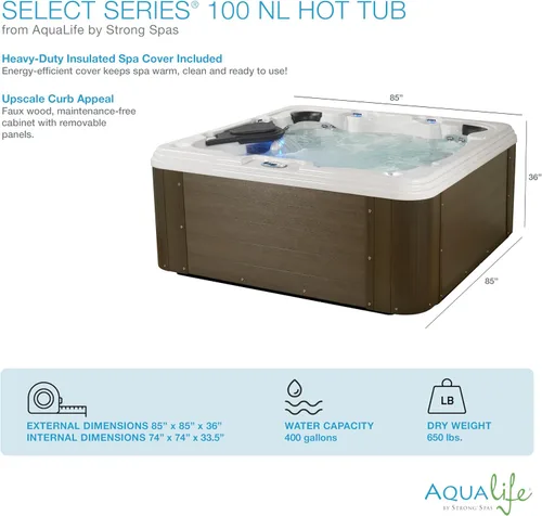 Vista 18 de Bañera de Hidromasaje AquaLife Serie Select® de 7 Personas con 100 Chorros de Acrílico, sin Asiento, con Ozonizador y Escalones