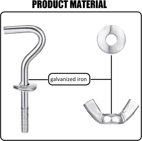 Vista 3 de Therwen Kit de 8 piezas de accesorios para hamaca de alta resistencia, gancho de rosca de repuesto, perilla de mano para columpio, patio, base