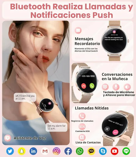Vista 2 de LIGE - Relojes inteligentes para mujeres (responder/realizar llamada), ultradelgado de 6.8mm/1.43" AMOLED para mujeres con más de 111 modos
