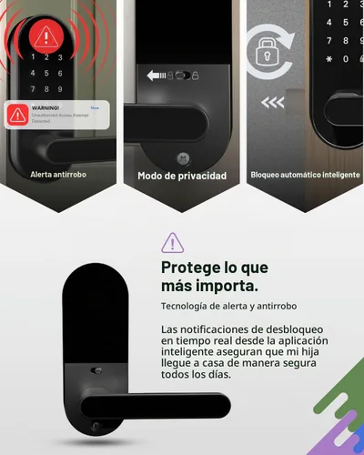 Vista 5 de Cerradura inteligente digital de huellas dactilares sin llave con mango y teclado: cerradura electrónica/eléctrica con código, control