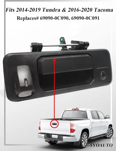 Vista 7 de SYOAUTO Manija de puerta trasera para Toyota Tundra 2014-2019 y Toyota Tacoma 2016-2020 manija de pestillo con orificio trasero para cámara