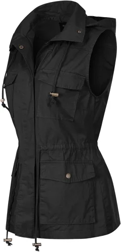Vista 2 de MixMatchy chaleco con cordón para mujer, ligero, holgado, chaleco utilitario