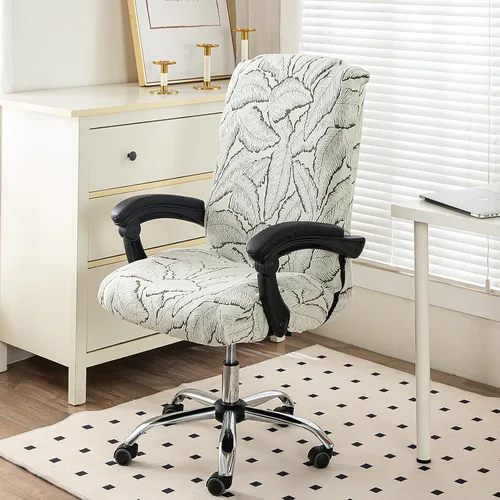 Vista 4 de Funda elástica para silla de computadora estampada, fundas elásticas para silla de oficina, con cremallera duradera, fundas elásticas para silla de 7