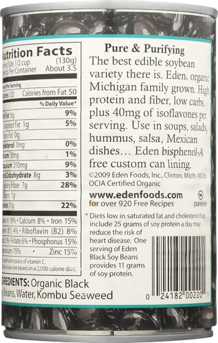 Vista 4 de Frijoles negros de soya orgánicos Eden Foods,15 onzas