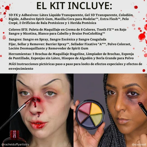 Vista 6 de Kit de maquillaje Mehron Special FX All-Pro Kit profesional completo para escenario Efectos especiales para teatro, Halloween y cosplay
