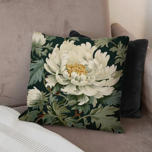 Vista 4 de Funda de almohada Honshu in Robins Egg Chinoiserie Floral - Fundas de cojín asiáticas clásicas cuadradas para sofá, dormitorio, cama, silla, sofá