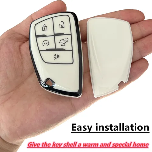 Vista 4 de Carcasa protectora para llave inteligente para Chevy con llavero compatible con Chevy Silverado 1500 GMC Sierra 1500 Silverado Sierra 2500HD 3500HD