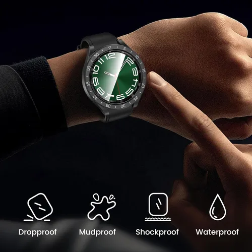 Vista 12 de Pack de [2+2+3] Goton 3 en 1 para Samsung Galaxy Watch 6 Classic de 47 mm, protector de pantalla de 3 piezas de vidrio templado HD anti-vaho + 2