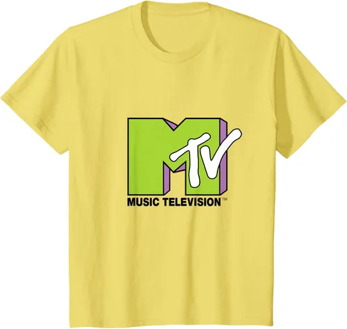 Vista 81 de Camiseta de tratamiento de relleno con logotipo MTV verde lima y morado, Negro, S Azul Marino